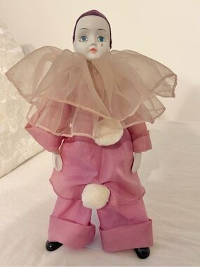 1980s Vintage Porcelain Clown Doll